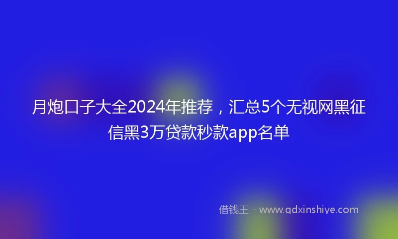 月炮口子大全2024年推荐，汇总5个无视网黑征信黑3万贷款秒款app名单