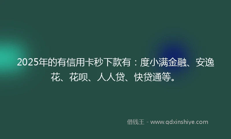 2025年的有信用卡秒下款有：度小满金融、安逸花、花呗、人人贷、快贷通等。