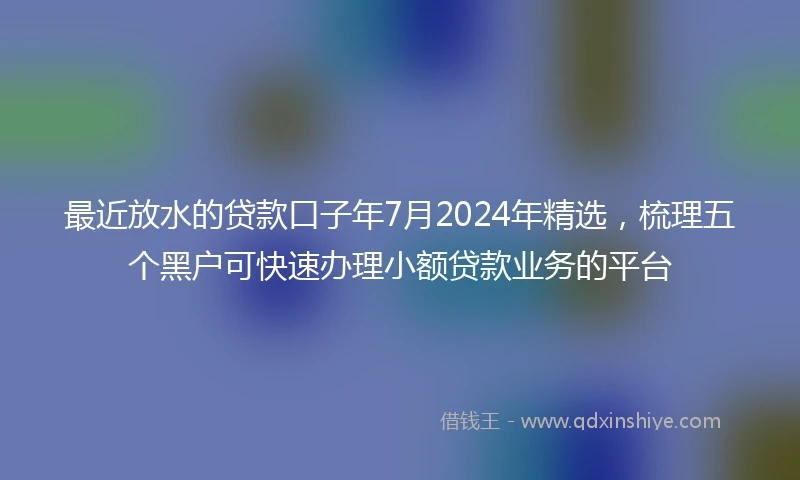 最近放水的贷款口子年7月2024年精选，梳理五个黑户可快速办理小额贷款业务的平台