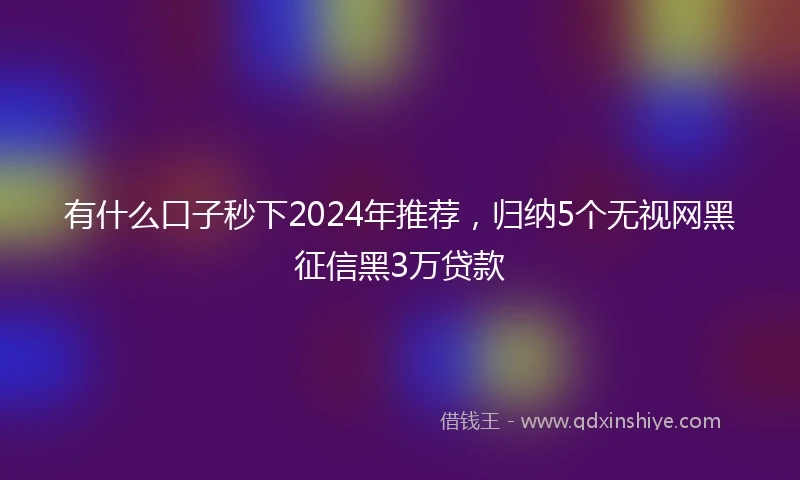 有什么口子秒下2024年推荐,归纳5个无视网黑征信黑3万贷款