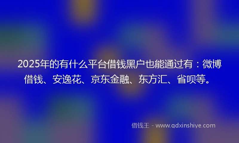 2025年的有什么平台借钱黑户也能通过有：微博借钱、安逸花、京东金融、东方汇、省呗等。