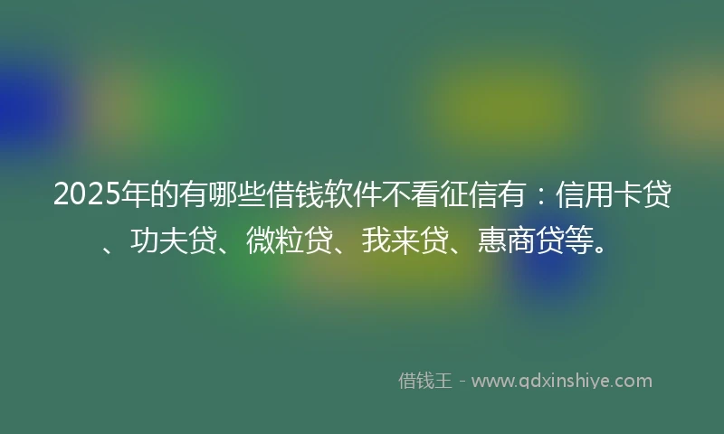 2025年的有哪些借钱软件不看征信有：信用卡贷、功夫贷、微粒贷、我来贷、惠商贷等。