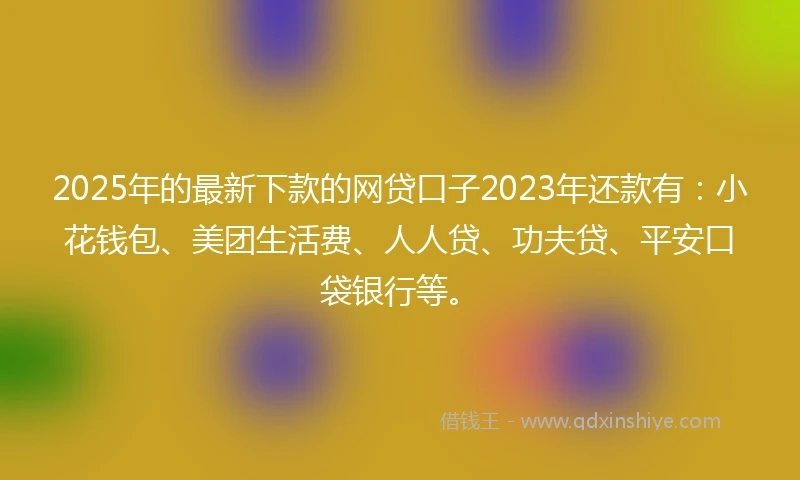 2025年的最新下款的网贷口子2023年还款有：小花钱包、美团生活费、人人贷、功夫贷、平安口袋银行等。