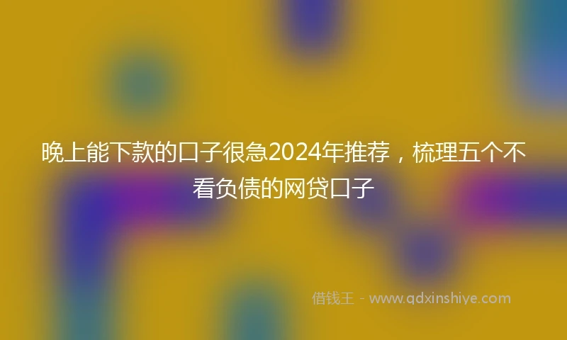 晚上能下款的口子很急2024年推荐，梳理五个不看负债的网贷口子