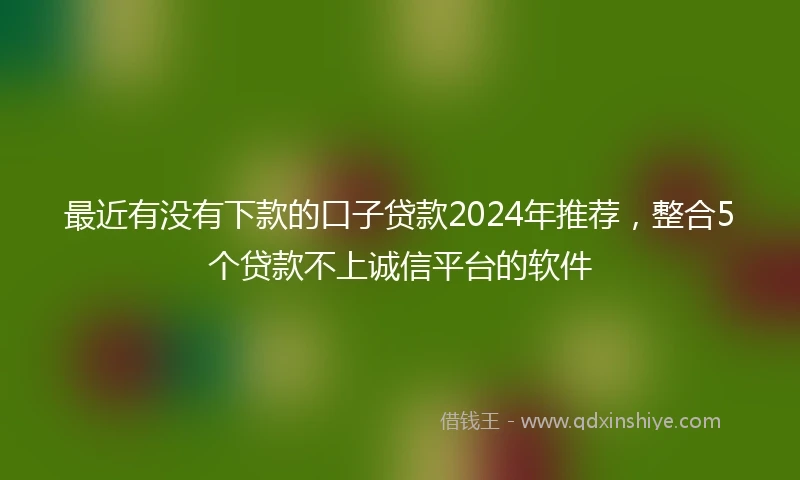 最近有没有下款的口子贷款2024年推荐，整合5个贷款不上诚信平台的软件