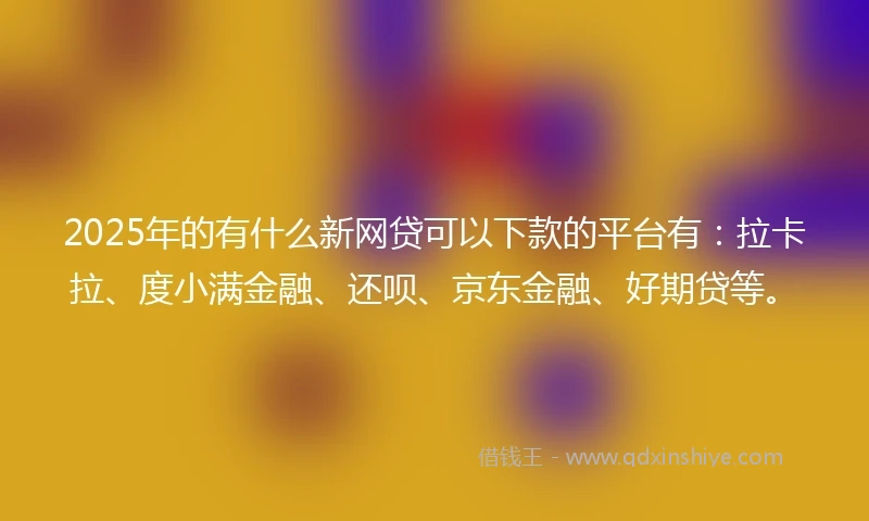 2025年的有什么新网贷可以下款的平台有：拉卡拉、度小满金融、还呗、京东金融、好期贷等。