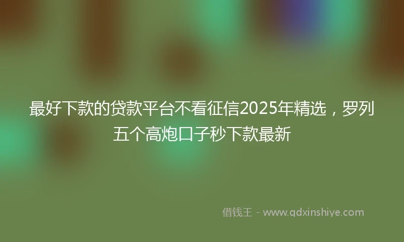 最好下款的贷款平台不看征信2025年精选，罗列五个高炮口子秒下款最新
