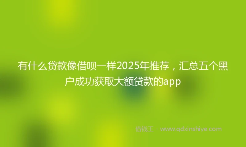 有什么贷款像借呗一样2025年推荐,汇总五个黑户成功获取大额贷款的app