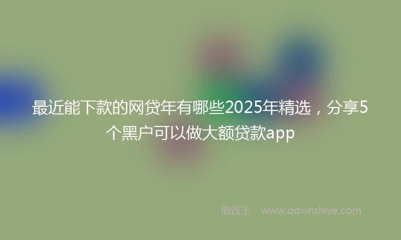 最近能下款的网贷年有哪些2025年精选，分享5个黑户可以做大额贷款app