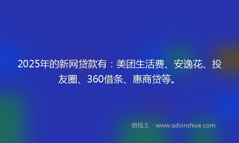 2025年的新网贷款有：美团生活费、安逸花、投友圈、360借条、惠商贷等。