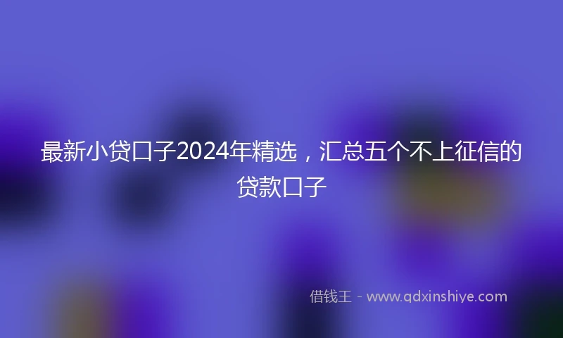 最新小贷口子2024年精选，汇总五个不上征信的贷款口子
