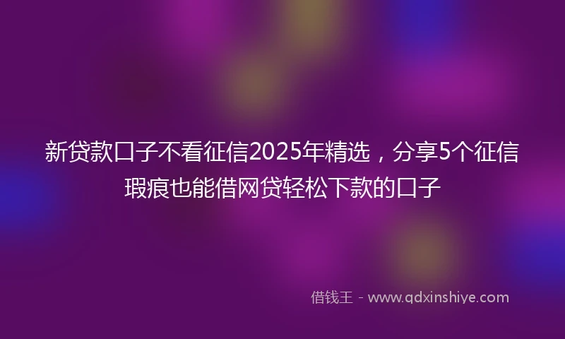 新贷款口子不看征信2025年精选,分享5个征信瑕疵也能借网贷轻松下款的口子