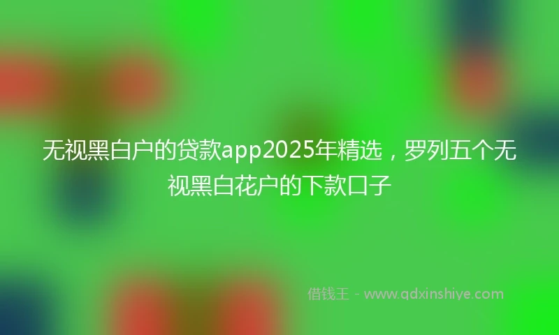 无视黑白户的贷款app2025年精选，罗列五个无视黑白花户的下款口子