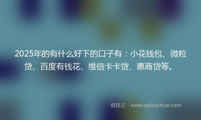 2025年的有什么好下的口子有：小花钱包、微粒贷、百度有钱花、维信卡卡贷、惠商贷等。
