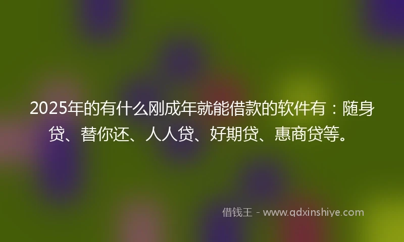 2025年的有什么刚成年就能借款的软件有:随身贷、替你还、人人贷、好期贷、惠商贷等。