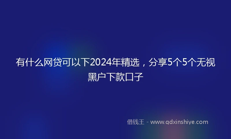 有什么网贷可以下2024年精选，分享5个5个无视黑户下款口子
