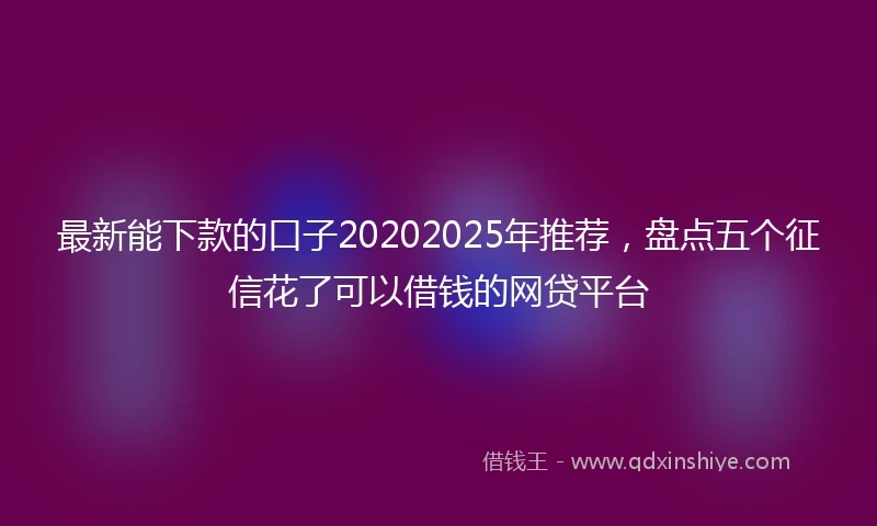 最新能下款的口子20202025年推荐，盘点五个征信花了可以借钱的网贷平台