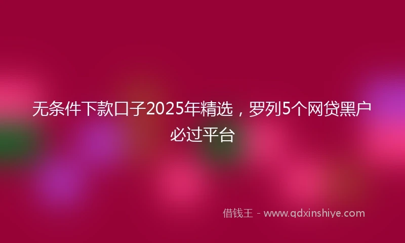 无条件下款口子2025年精选，罗列5个网贷黑户必过平台