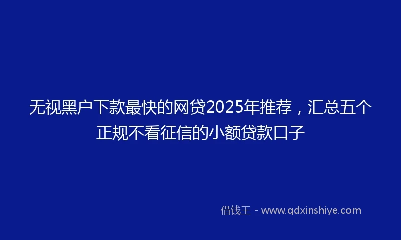 无视黑户下款最快的网贷2025年推荐，汇总五个正规不看征信的小额贷款口子