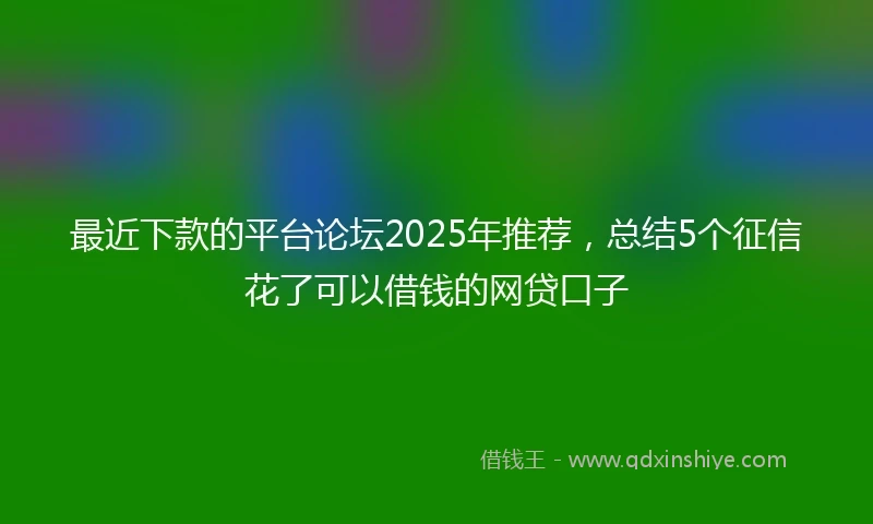 最近下款的平台论坛2025年推荐，总结5个征信花了可以借钱的网贷口子