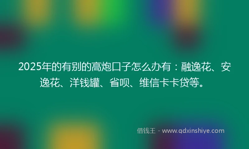 2025年的有别的高炮口子怎么办有：融逸花、安逸花、洋钱罐、省呗、维信卡卡贷等。