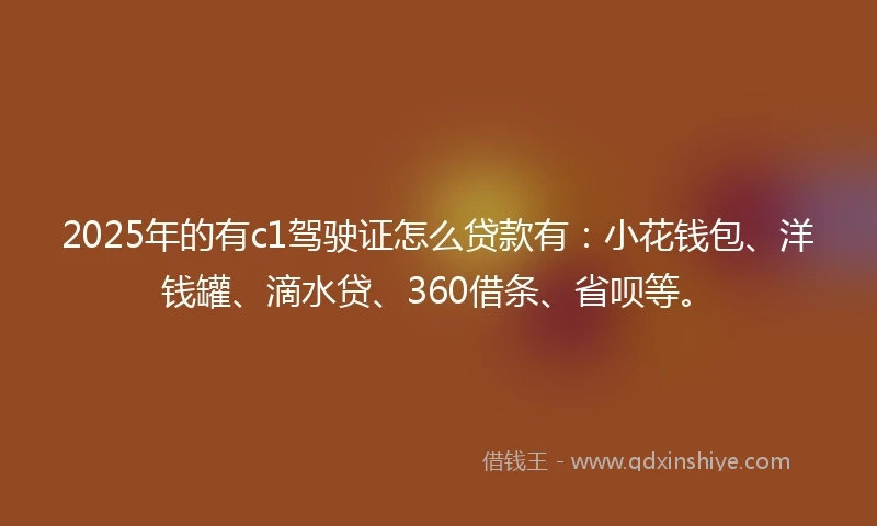 2025年的有c1驾驶证怎么贷款有：小花钱包、洋钱罐、滴水贷、360借条、省呗等。