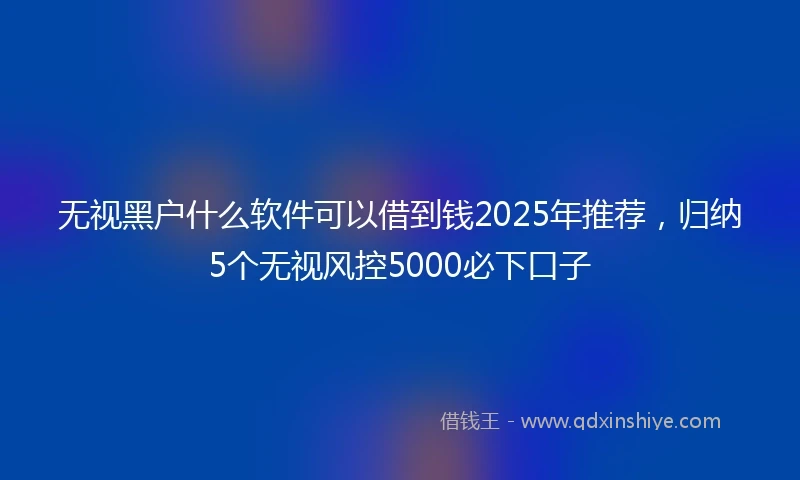 无视黑户什么软件可以借到钱2025年推荐，归纳5个无视风控5000必下口子