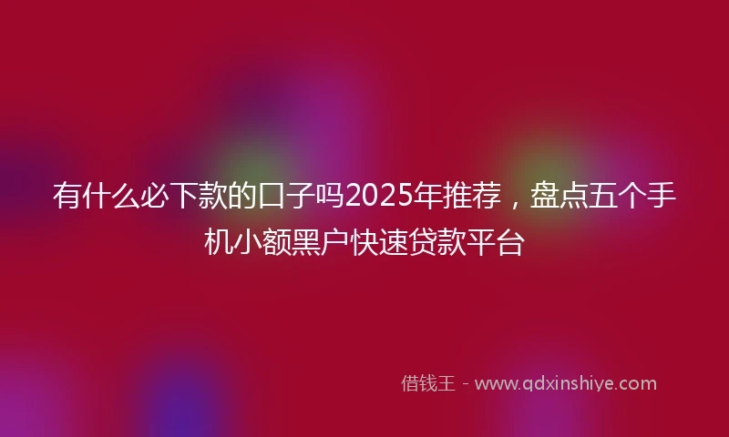 有什么必下款的口子吗2025年推荐，盘点五个手机小额黑户快速贷款平台
