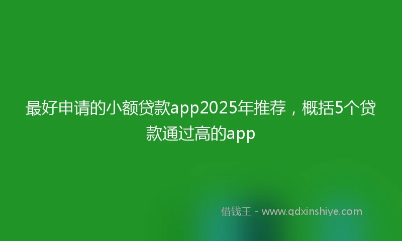 最好申请的小额贷款app2025年推荐，概括5个贷款通过高的app