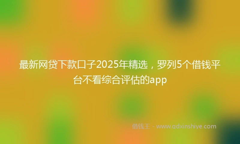 最新网贷下款口子2025年精选，罗列5个借钱平台不看综合评估的app