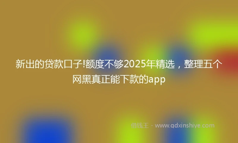 新出的贷款口子!额度不够2025年精选，整理五个网黑真正能下款的app