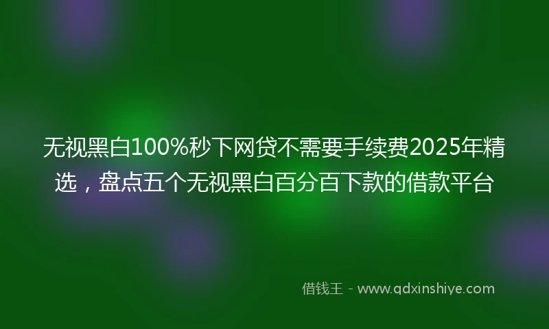无视黑白100%秒下网贷不需要手续费2025年精选，盘点五个无视黑白百分百下款的借款平台