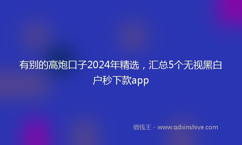 有别的高炮口子2024年精选，汇总5个无视黑白户秒下款app