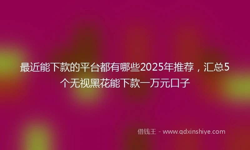 最近能下款的平台都有哪些2025年推荐，汇总5个无视黑花能下款一万元口子
