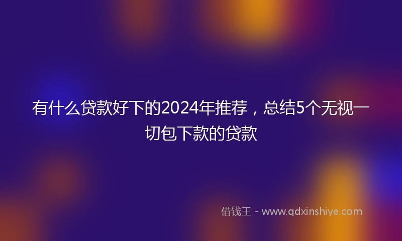 有什么贷款好下的2024年推荐，总结5个无视一切包下款的贷款