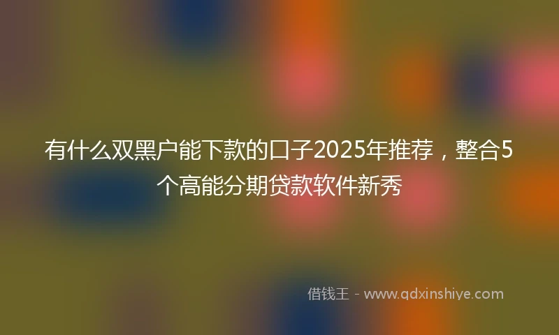 有什么双黑户能下款的口子2025年推荐，整合5个高能分期贷款软件新秀