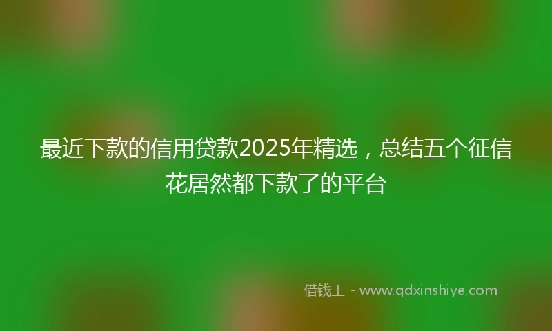 最近下款的信用贷款2025年精选，总结五个征信花居然都下款了的平台