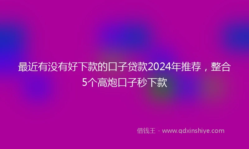最近有没有好下款的口子贷款2024年推荐，整合5个高炮口子秒下款