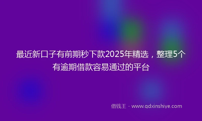最近新口子有前期秒下款2025年精选，整理5个有逾期借款容易通过的平台