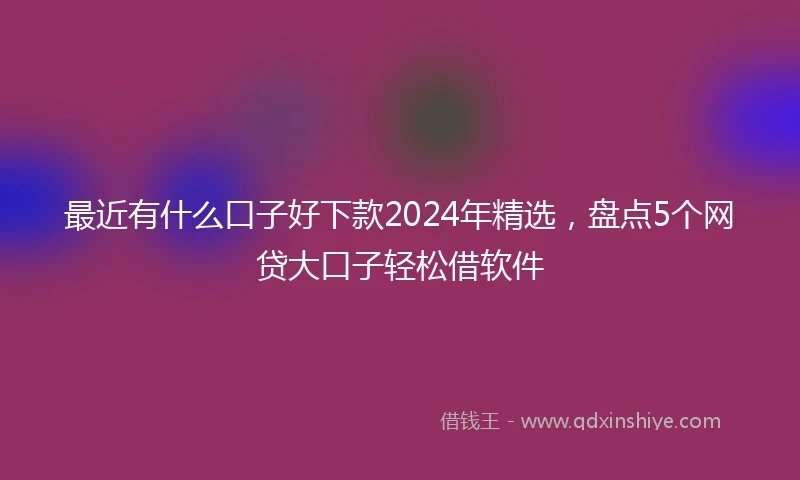 最近有什么口子好下款2024年精选，盘点5个网贷大口子轻松借软件