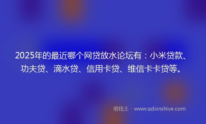 2025年的最近哪个网贷放水论坛有：小米贷款、功夫贷、滴水贷、信用卡贷、维信卡卡贷等。