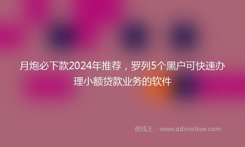 月炮必下款2024年推荐，罗列5个黑户可快速办理小额贷款业务的软件