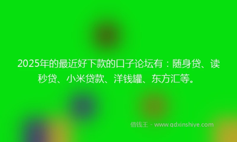 2025年的最近好下款的口子论坛有：随身贷、读秒贷、小米贷款、洋钱罐、东方汇等。