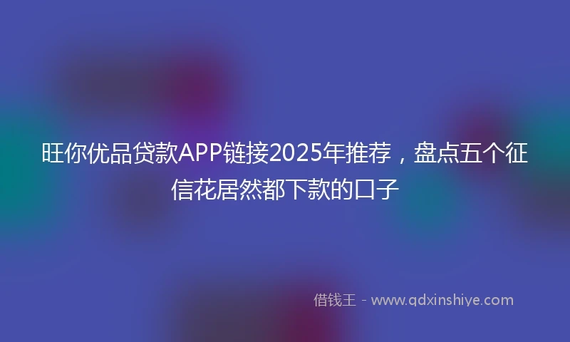旺你优品贷款APP链接2025年推荐，盘点五个征信花居然都下款的口子