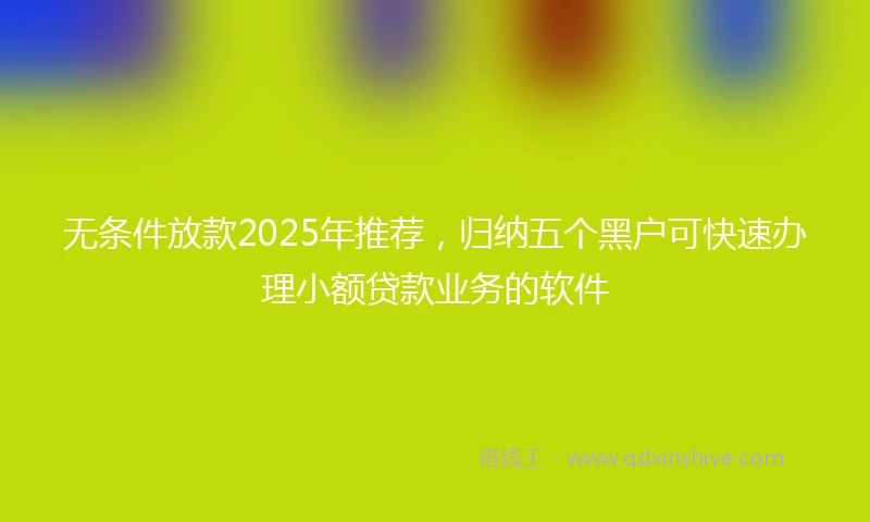 无条件放款2025年推荐，归纳五个黑户可快速办理小额贷款业务的软件