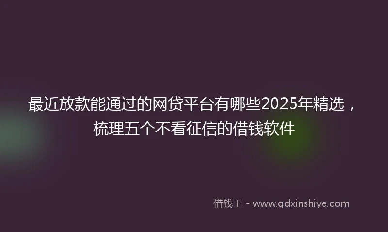 最近放款能通过的网贷平台有哪些2025年精选，梳理五个不看征信的借钱软件
