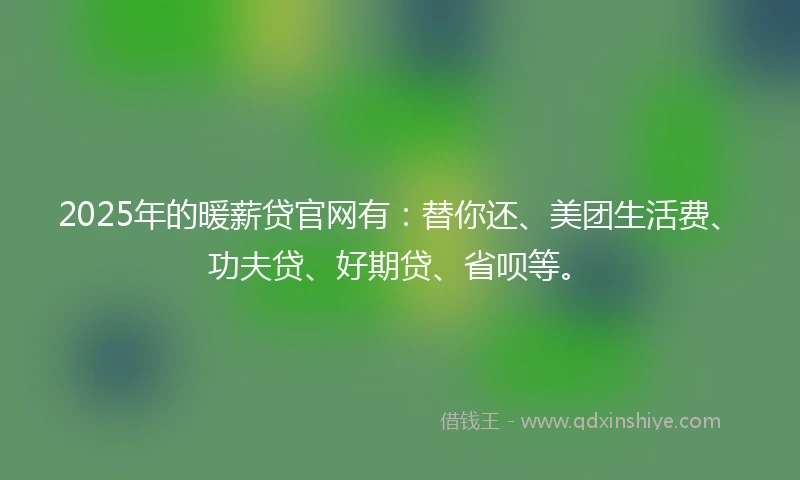 2025年的暖薪贷官网有：替你还、美团生活费、功夫贷、好期贷、省呗等。
