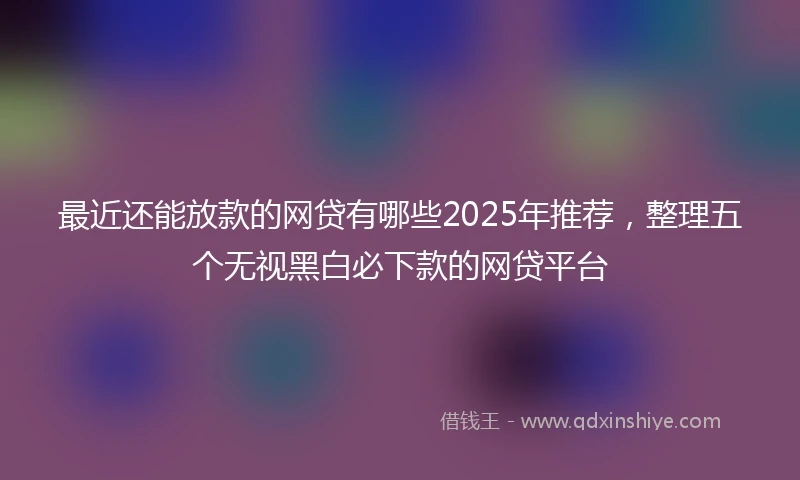 最近还能放款的网贷有哪些2025年推荐,整理五个无视黑白必下款的网贷平台