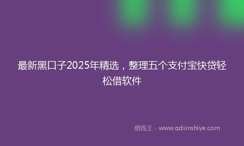 最新黑口子2025年精选，整理五个支付宝快贷轻松借软件