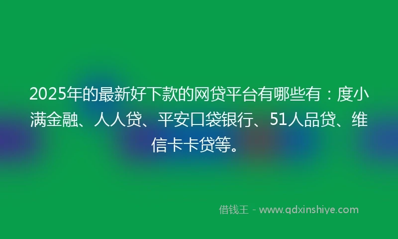 2025年的最新好下款的网贷平台有哪些有：度小满金融、人人贷、平安口袋银行、51人品贷、维信卡卡贷等。